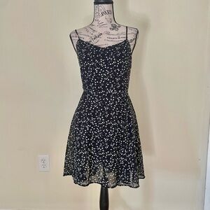 Black Floral Spaghetti Strap Dress Womens Size Large